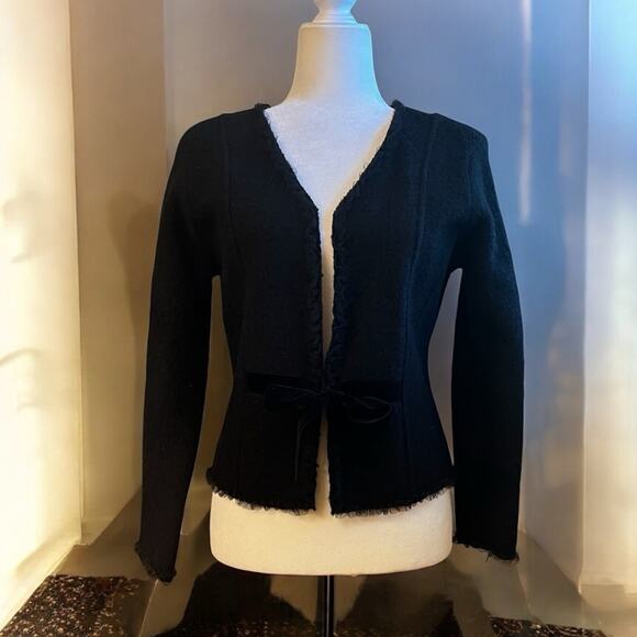 NEW ANTHRO x Kenji Wool Tulle Eyelet Velvet Tie Belted Tailored Jacket Black… - Picture 5 of 16
